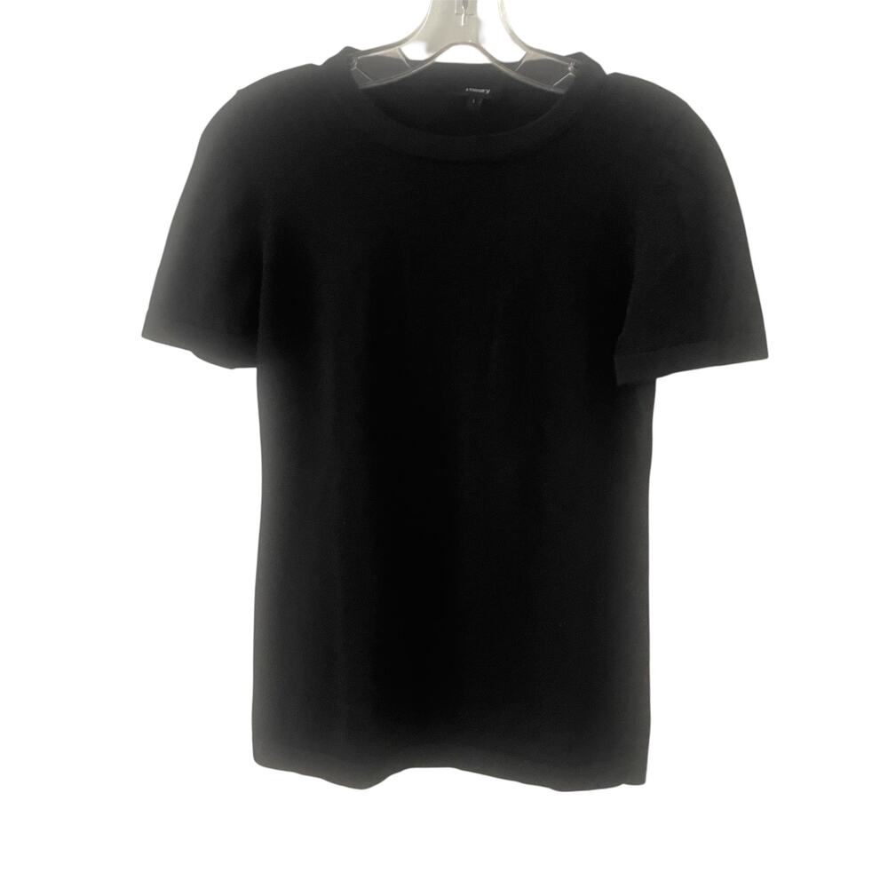 Theory Crew Neck Black Short Sleeve Knit Top Sz L